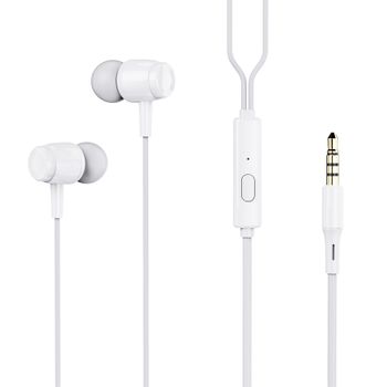 Auriculares Con Cable Contact, Jack 3.5 Mm, Llamadas, Control Multifunción, Longitud 1,2 M, Ipx3, Blanco