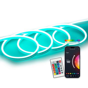 Tira Neón Smartled Ksix 5m, Recortable, 4300 Lm, Sincroniza Música, App Compatible Con Alexa, Google Home, Siri, Colores Rgb