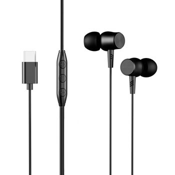 Auriculares Con Cable Contact, Usb-c, 120cm, Compatible Android + Iphone 15 Y Post., Llamadas, Botón Multifunción, Negro