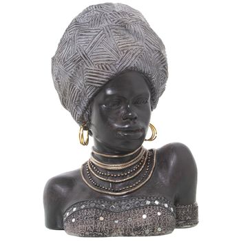 Busto Alexandra House Living Gris Plástico Africana 21 X 25 X 35 Cm