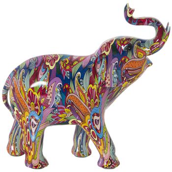 Figura Decorativa Alexandra House Living Multicolor Plástico Elefante 14 X 30 X 28 Cm