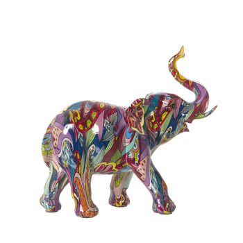 Figura Decorativa Alexandra House Living Multicolor Plástico Elefante 10 X 23 X 22 Cm