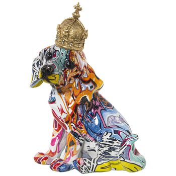 Figura Decorativa Alexandra House Living Multicolor Plástico Perro Corona 16 X 20 X 27 Cm