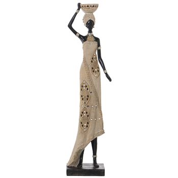 Figura Decorativa Alexandra House Living Beige Plástico Africana 15 X 19 X 63 Cm