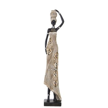 Figura Decorativa Alexandra House Living Beige Plástico Africana 12 X 14 X 54 Cm