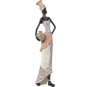 Figura Decorativa Alexandra House Living Blanco Dorado Plástico Africana 12 X 14 X 45 Cm