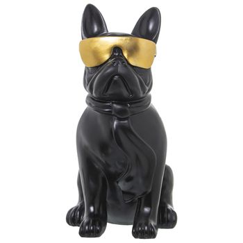 Figura Decorativa Alexandra House Living Negro Dorado Plástico Gafas Perro 19 X 27 X 26 Cm