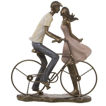 Figura Decorativa Alexandra House Living Plástico Dorado Bicicleta Pareja 14 X 27 X 31 Cm