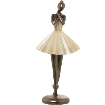 Figura Decorativa Alexandra House Living Beige Dorado Plástico Bailarina 13 X 17 X 32 Cm