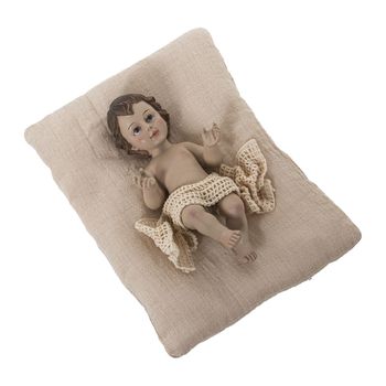 Figura Decorativa Alexandra House Living Beige Plástico Niño Jesús 10 X 13 X 19 Cm Cojín