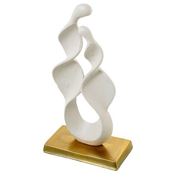 Figura Decorativa Alexandra House Living Blanco Dorado Aluminio Abstracto 23 X 12 X 45 Cm