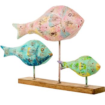 Figura Decorativa Alexandra House Living Multicolor Hierro Peces 83 X 16 X 51 Cm