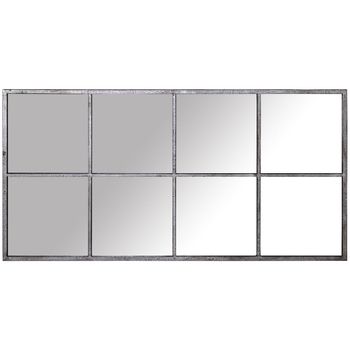 Espejo De Pared Alexandra House Living Negro Plateado Metal Ventana 8 X 151 X 79 Cm