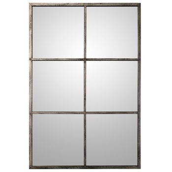 Espejo De Pared Alexandra House Living Negro Plateado Metal Ventana 9 X 114 X 79 Cm