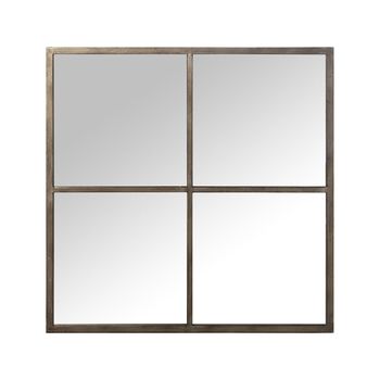 Espejo De Pared Alexandra House Living Champagne Metal Ventana 7 X 80 X 80 Cm