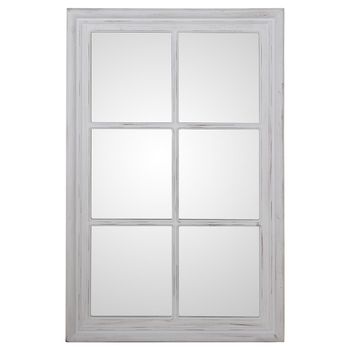 Espejo De Pared Alexandra House Living Blanco Madera Desgastado Ventana 5 X 101 X 65 Cm