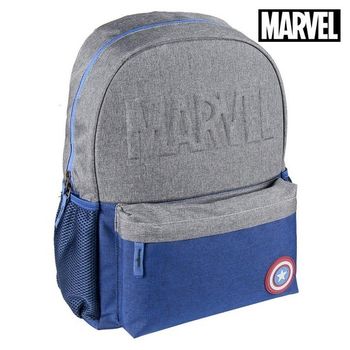 Mochila Escolar Captain America The Avengers Azul Marino Gris