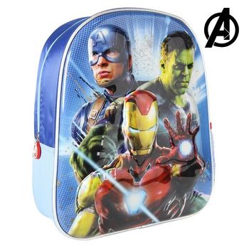 Mochila Infantil 3d The Avengers Azul Metalizado