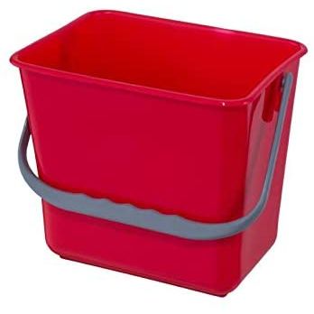 Cubeta Cuadrada 6 Lt. Con Asa Para Carritos De Limpieza Institucional. Color Rojo
