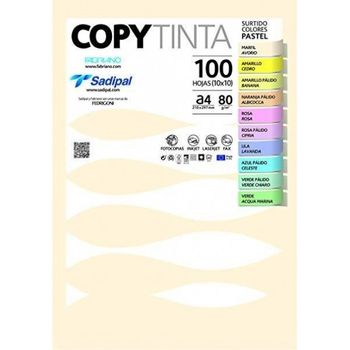 Sadipal Papel Din A4 80gr Surtido Colores Pastel Paquete De 100 Hojas