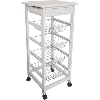 Carrito de cocina Homcom blanco 66x39,5x86,5 cm MDF y madera de  caucho_801-126