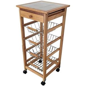 Carro De Cocina Con Ruedas 57x37x82 Oporto 5 Tapa De Azulejos Y Botellero  Lateral- Meyvaser, con Ofertas en Carrefour