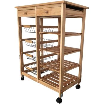 Festnight Carrito Camarera Plegable con Ruedas, Madera,54 x 82 x