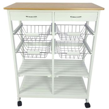 Carro De Cocina Verdulero Doble Con 4 Cestas 4 Baldas Y 2 Cajones Color  Blanco 85 X 67 X 37 Cm- Meyvaser, con Ofertas en Carrefour