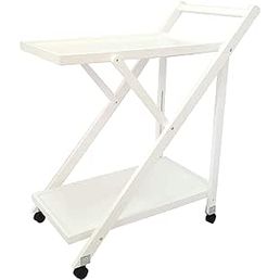 Camarera Plegable Con Ruedas, Carro De Servicio 65x40x85cm Color Blanco- Meyvaser,