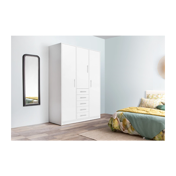 Armario Ropero 3 Puertas Abatibles Y 3 Cajones En Blanco 184 Cm(alto)121 Cm( ancho)52 Cm(largo con Ofertas en Carrefour