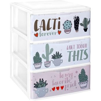 Com-fort House Cajonera Apilable Plastico - Modelo Iris (3, Cactus)