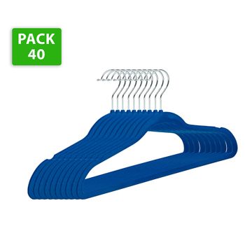 Pack 40 Perchas Terciopelo Azul Antideslizantes Y Resistentes