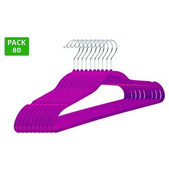 TODO HOGAR Percha Terciopelo Color Rosa, Perchas de Ropa Pack de