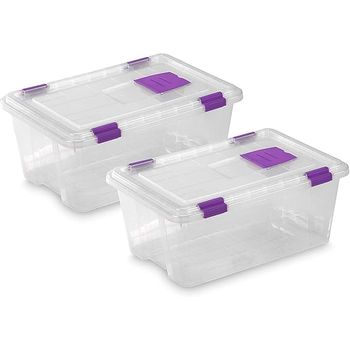 2 Cajas De Plástico Transparente Cierre De Clip 20l, 470x320x195mm
