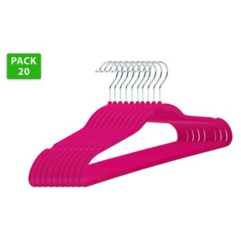 vidaXL Juego de perchas ropa 100 uds antideslizantes terciopelo rosa