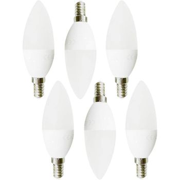 Com-fort House | Bombilla Led Tipo Vela | Conector De Tipo E14 | Potencia De 5w | Tipo De Luz: Fría | Bombillas De Eficiencia Energética | Pack De 6 Unidades|