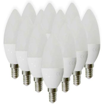 Com-fort House | Bombilla Led Tipo Vela | Conector De Tipo E14 | Potencia De 6w | Tipo De Luz: Fría | Bombillas De Eficiencia Energética | Pack De 12 Unidades|