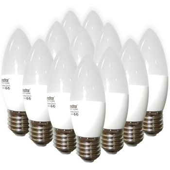 Com-fort House | Bombilla Led Tipo Vela | Conector De Tipo E27 | Potencia De 7w | Tipo De Luz: Cálida | Pack De 12 Unidades|