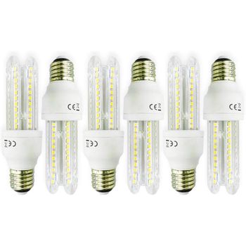 Com-fort House | Bombilla Led Tipo Maíz U2 | Conector De Tipo E27 | Potencia De 10w | Tipo De Luz: Fría | Pack De 6 Unidades|