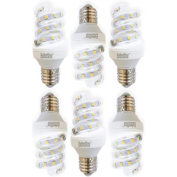 Com-fort House | Bombilla Led Tipo Espiral | Conector De Tipo E27 | Potencia De 6w | Tipo De Luz: Fría | Pack De 6 Unidades|