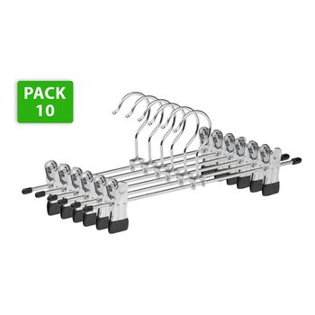 Pack 10  Perchas De Metal Con Pinzas Gancho De Acero Inox Giratorio