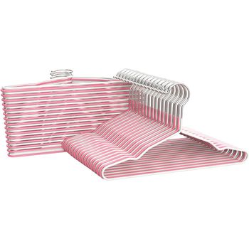 Com-fort House | Percha Plastico Cadete | Percha Infantil | Color Rosa Y Blanco| Percha Con Muescas Antideslizantes | 25 Cm Largo | Pack 60 Unidades |