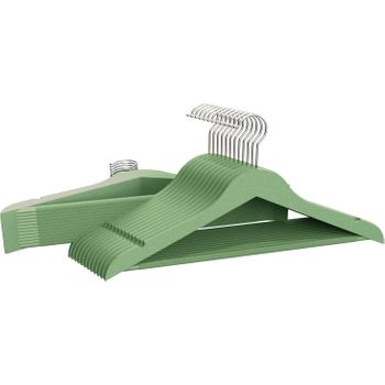 Com-fort House | Percha De Resina | Percha Para Ropa | Color Verde | Percha Resina Resistente | Con Muescas Antideslizantes | 45cm | Pack 24 Unidades |