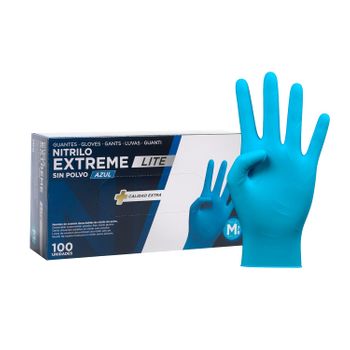 Com-fort House - Guantes Nitrilo Resistentes - Color Azul- Colección Extreme Lite - Guantes De Látex Sin Polvo. Talla M, 100 Unidades