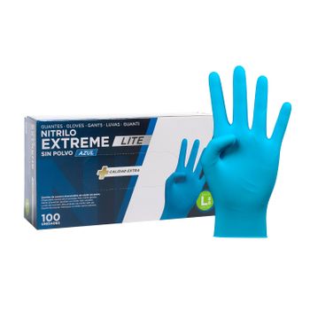 Com-fort House - Guantes Nitrilo Resistentes - Color Azul- Colección Extreme Lite - Guantes De Látex Sin Polvo. Talla L, 100 Unidades