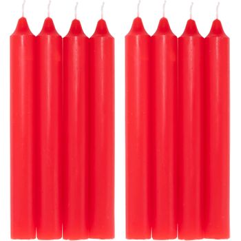 Com-fort House- Vela De Mesa Roja - Pack Velas De 8 Unidades - Velas Decorativas Sin Perfume - Velas Para Tu Hogar