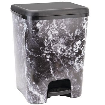 Com-fort House |cubo Pedal Class Negro Dec Iml Marmol 37l.