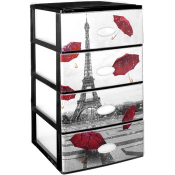 Cajonera De Plástico Apilable Para Almacenaje - Tipo: Efecto Cristal - Paris (negro), 4