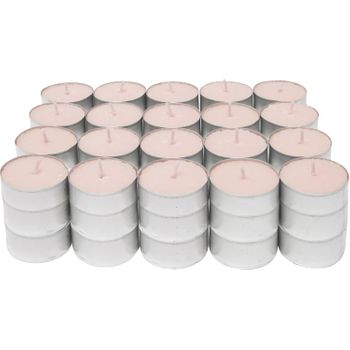 Com-fort House | Velas De Te Perfumadas | Pack Velas De 20 Unidades | Velas De Té Calientaplatos | Tealight | 4,5 Horas De Duración | Olor Fresas Nata [clase De Eficiencia Energética A]