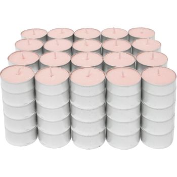 Com-fort House | Velas De Te Perfumadas | Pack Velas De 60 Unidades | Velas De Té Calientaplatos | Tealight | 4,5 Horas De Duración | Olor Fresas Nata [clase De Eficiencia Energética A]